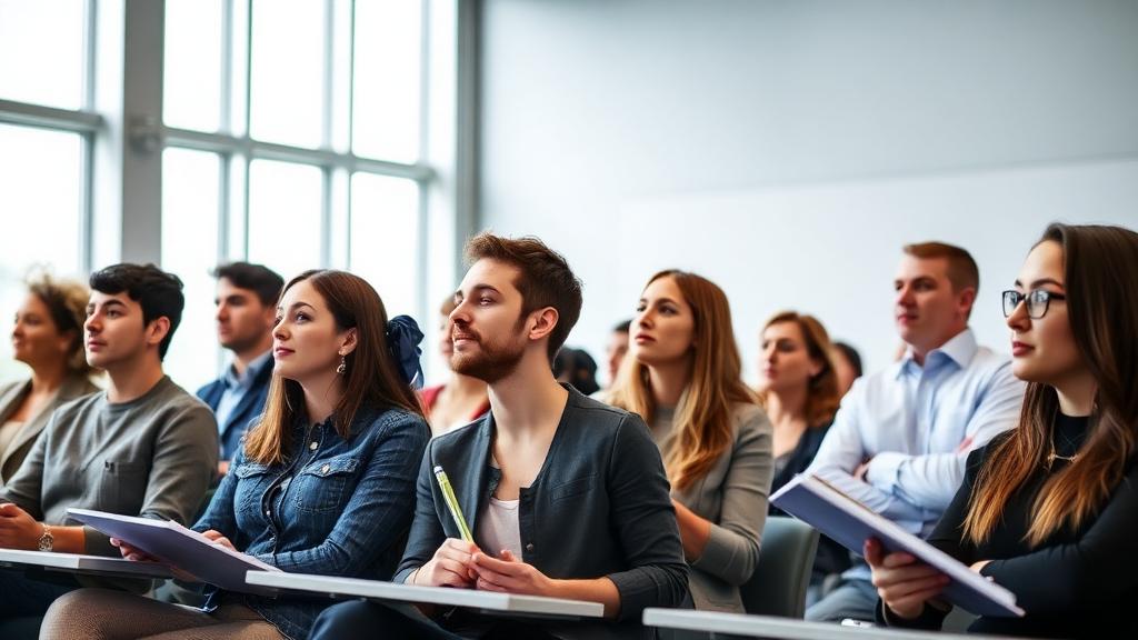 Students engaged in a bright modern classroom